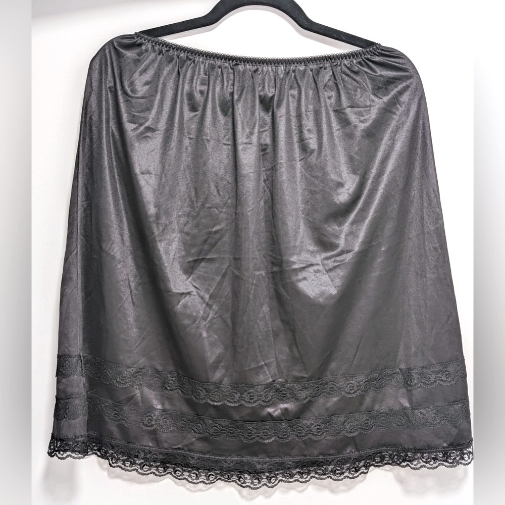 Vintage Black Slip with Lace Trim